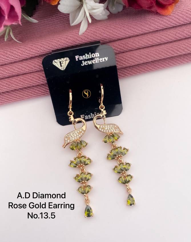 AD Designer Diamond Rose Gold Earrings 2 WHolesale Online
